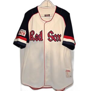 Stitches Boston Red Sox Full Button Jersey White Navy Red Men’s Large 2000s MLB